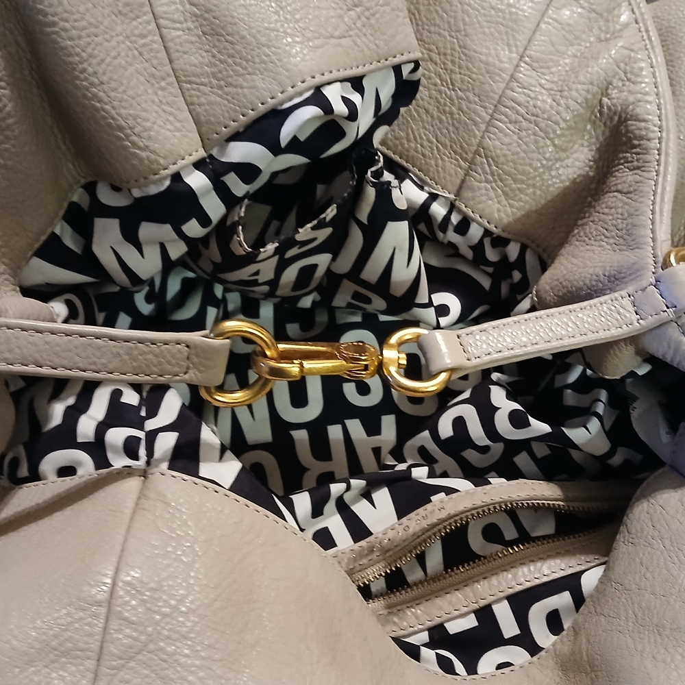 ✨ Marc by Marc Jacobs Classic Q Workwear Leather Satchel Tote Bag Beige Cream - Picture 15 of 16